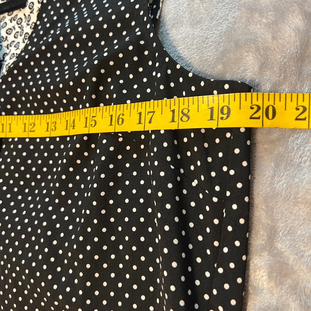Talbots Womens Medium Black White Polka Dot Floral Sleeveless Blouse Top - Picture 5 of 9